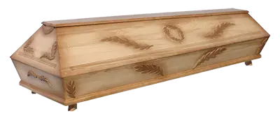 Pulētais koka zārks tradicionālai izvadīšanai